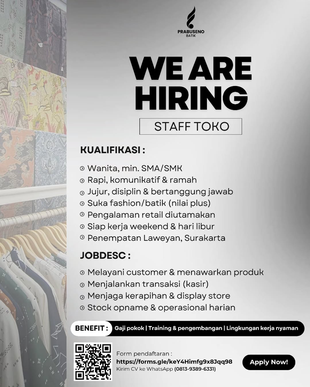 STAFF TOKO/PENJAGA TOKO/SHOP KEEPER